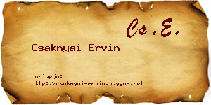 Csaknyai Ervin névjegykártya